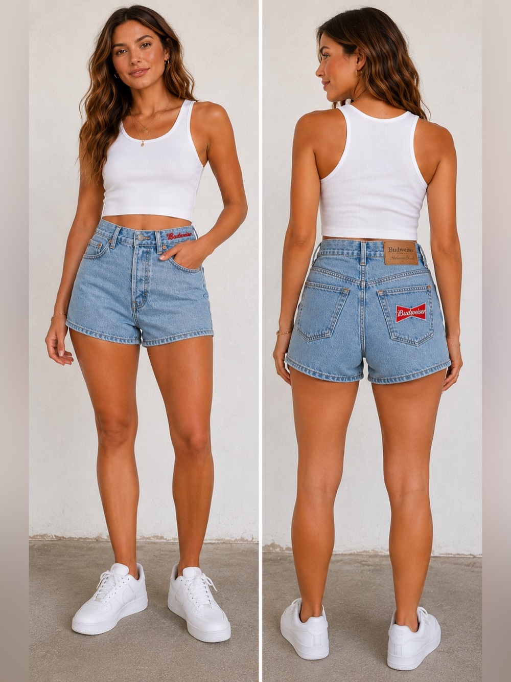 PacSun x Budweiser Vintage High Rise Denim Shorts Size 24 Embroidered Logo